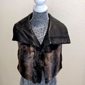 Bebe cropped faux fur and leather vest